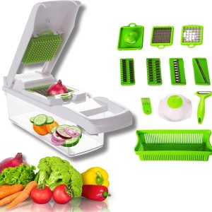 Picador de alimentos 13 en 1, cortador profesional de verduras, picador de verduras y picador de ajo con 8 cuchillas intercambiables y recipiente Picador de alimentos 13 en 1, cortador profesional de verduras, picador de verduras y picador de ajo con 8 cuchillas intercambiables y recipiente