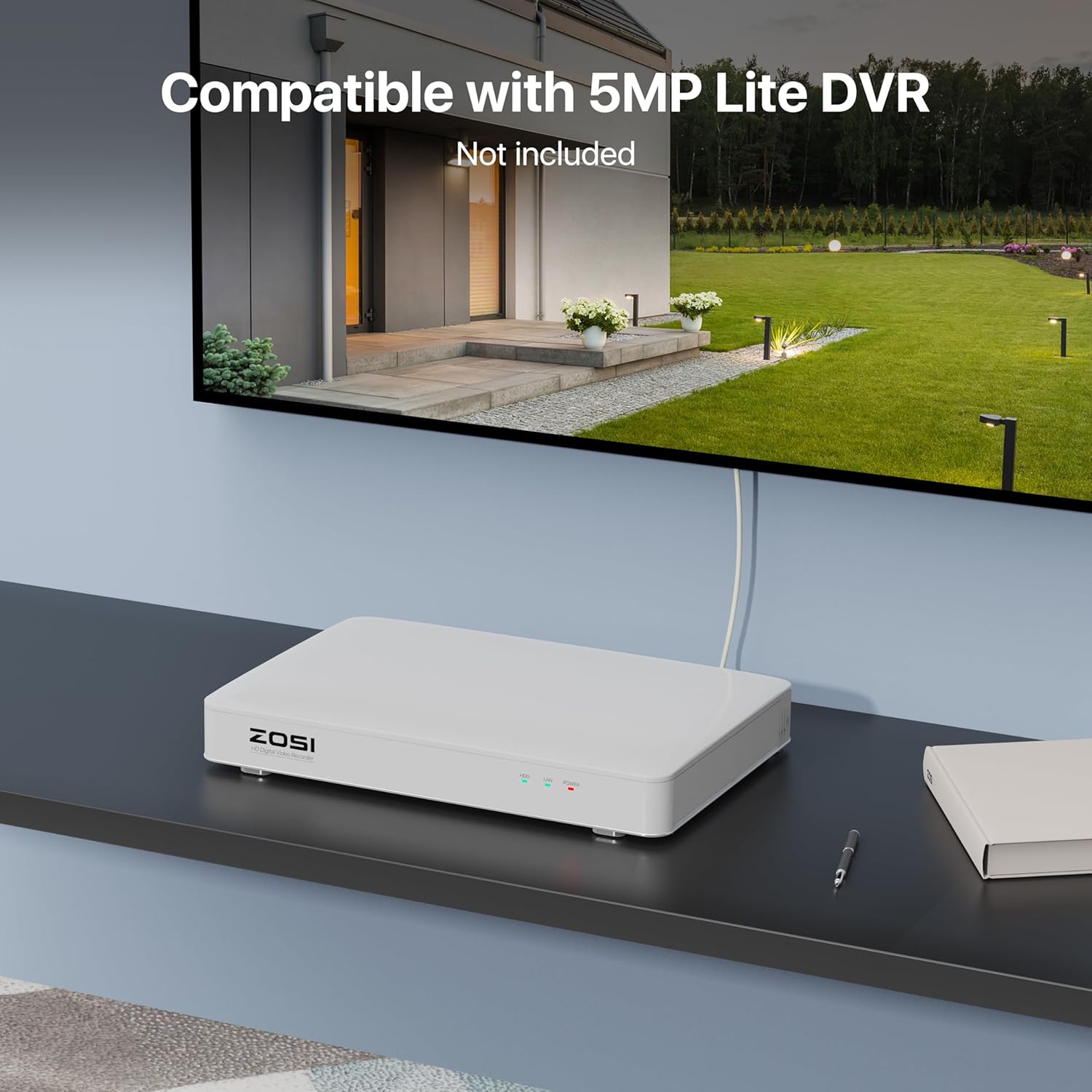 ZOSI Cámara de seguridad 1080P HD-TVI con audio, 2MP 1920TVL cámara de vigilancia para interiores y exteriores, visión nocturna, detección de