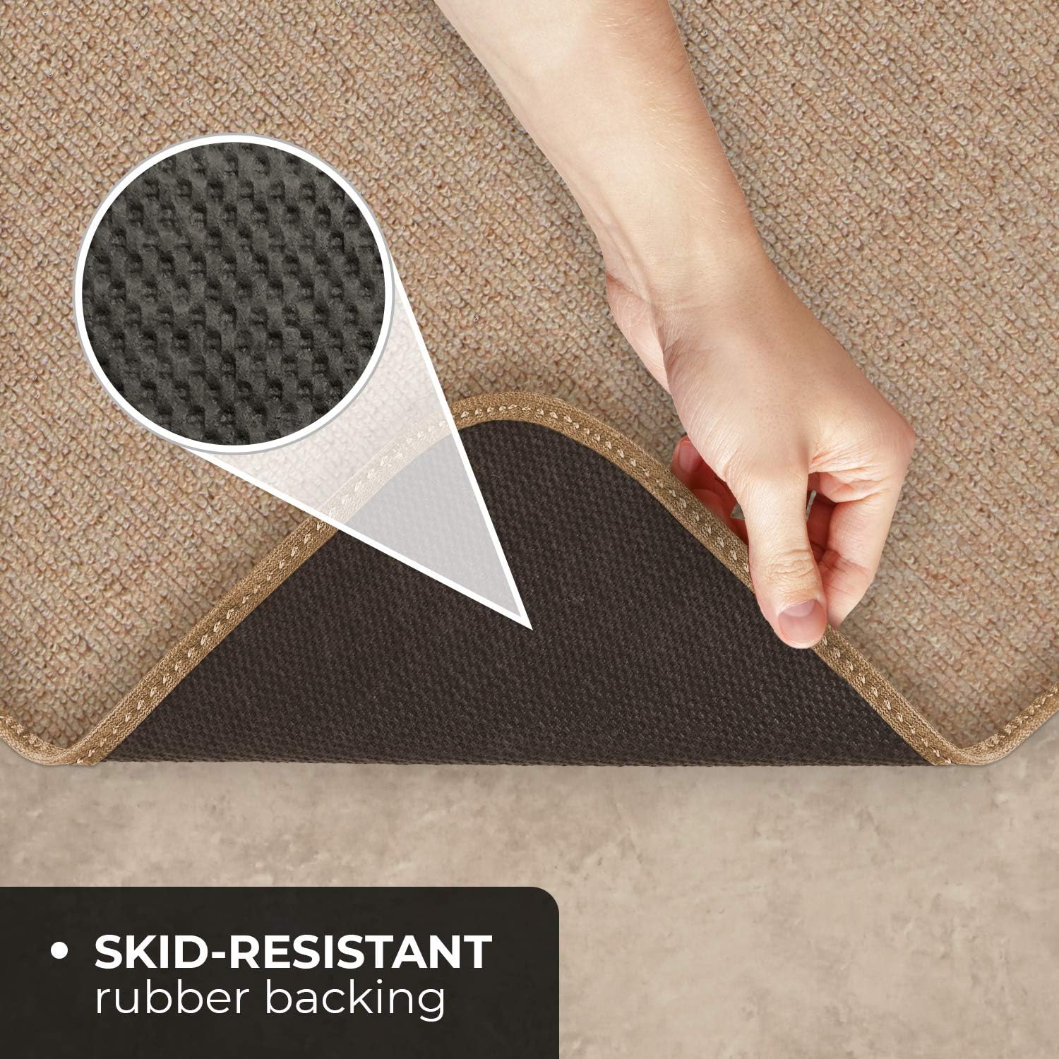 House, Home and More Alfombra antideslizante para interiores, color beige guijarro, 3 pies x 5 pies
