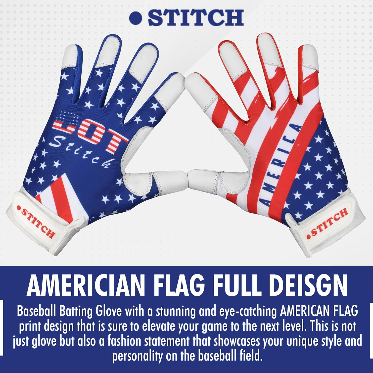 Guantes de bateo de sóftbol, guantes de bateo de béisbol con bandera estadounidense, guantes de bateo para hombres, guantes de bateo de béisbol con