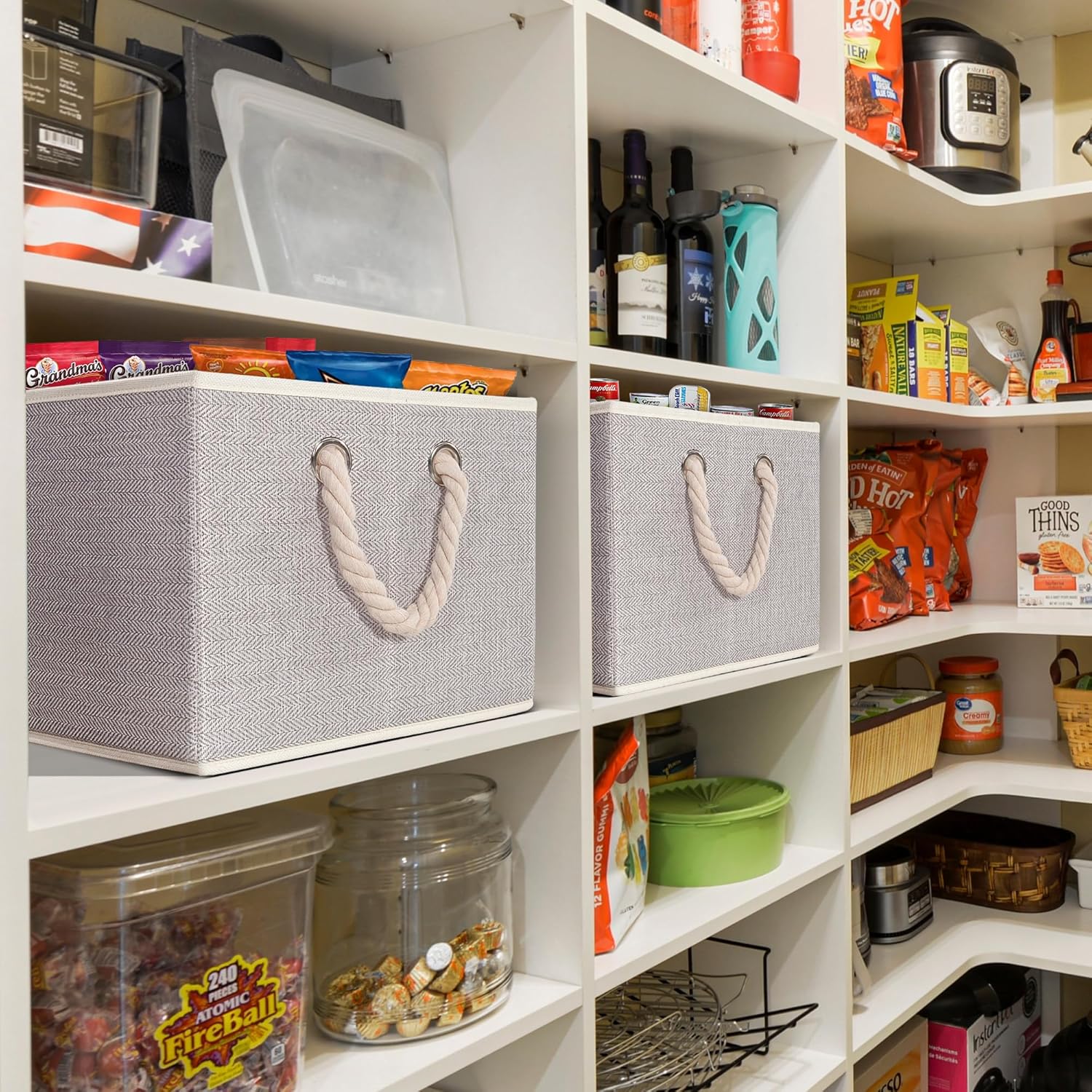 STORAGEIDEAS JUMBO – Cubos de almacenamiento plegables con asas, cestas de almacenamiento decorativas para organización de estantes, cajas de