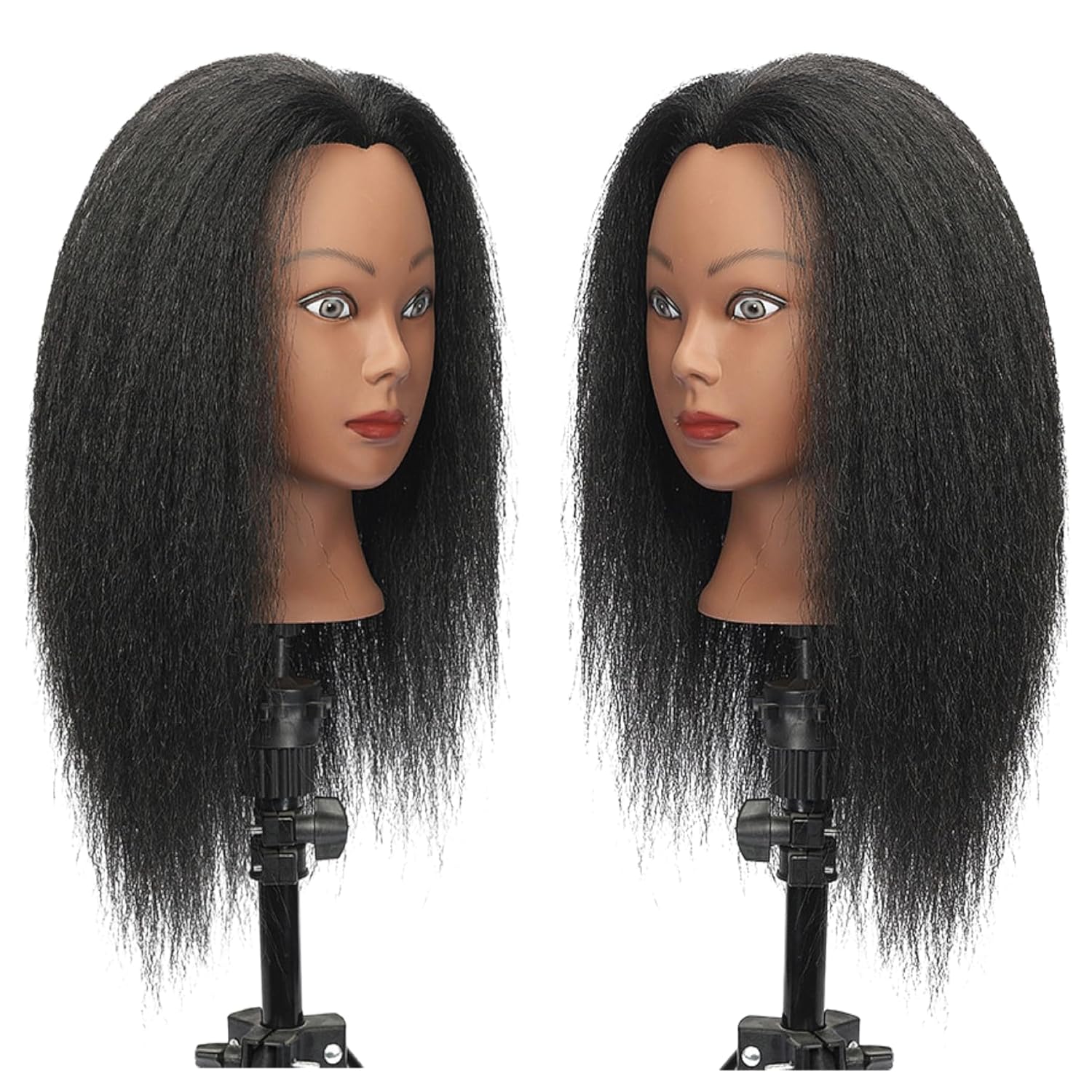 WikNifo – Cabeza de maniquí de cabello 100% humano real con soporte para peluquería práctica maniquí cosmetología muñeca entrenamiento cabeza