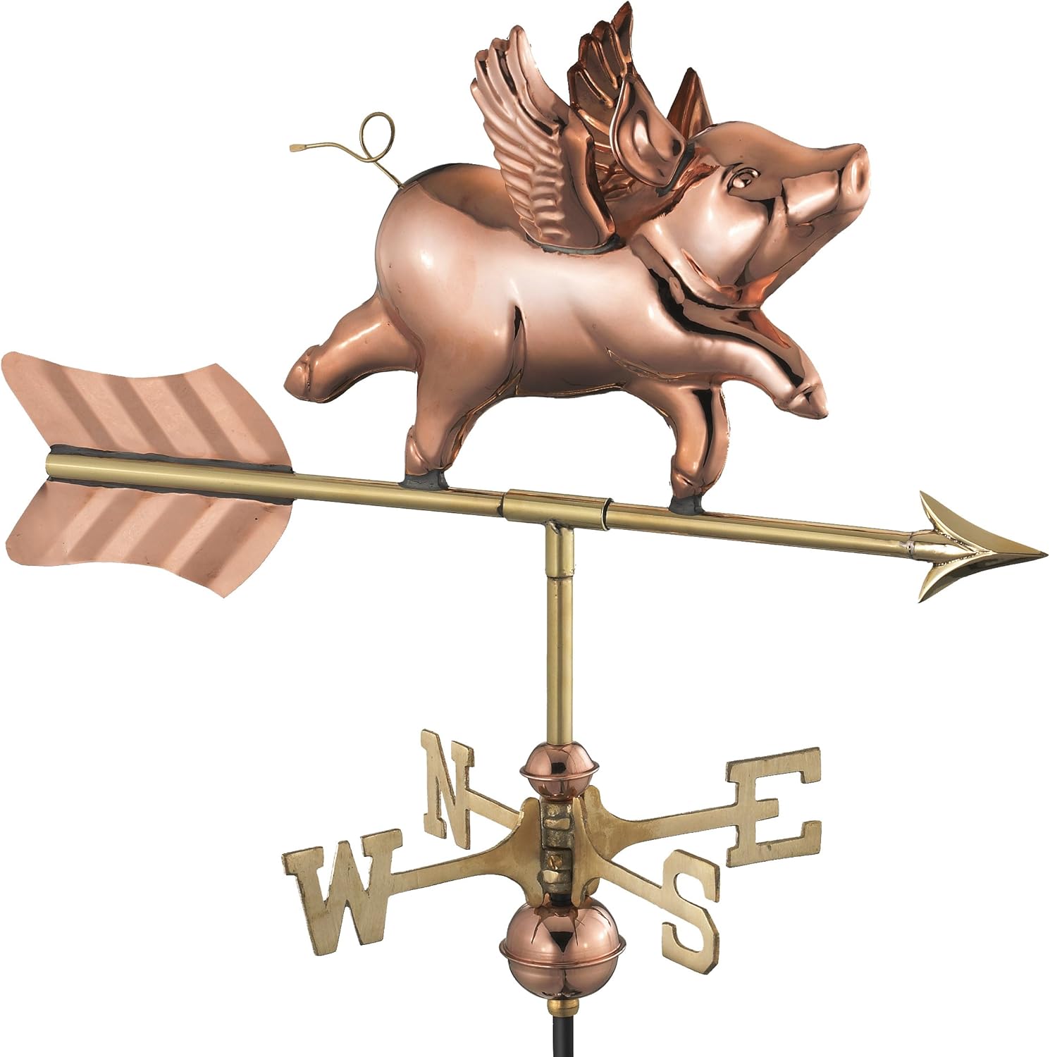 Good Directions 8840PG Flying Pig – Veleta para jardín, cobre pulido con poste de jardín