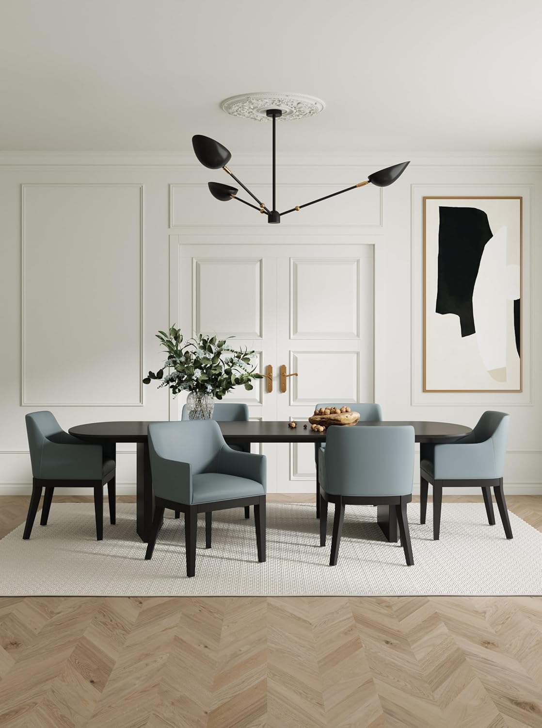 Manhattan Comfort Gansevoort – Sillón de comedor de piel sintética de 19.5 pulgadas en peltre