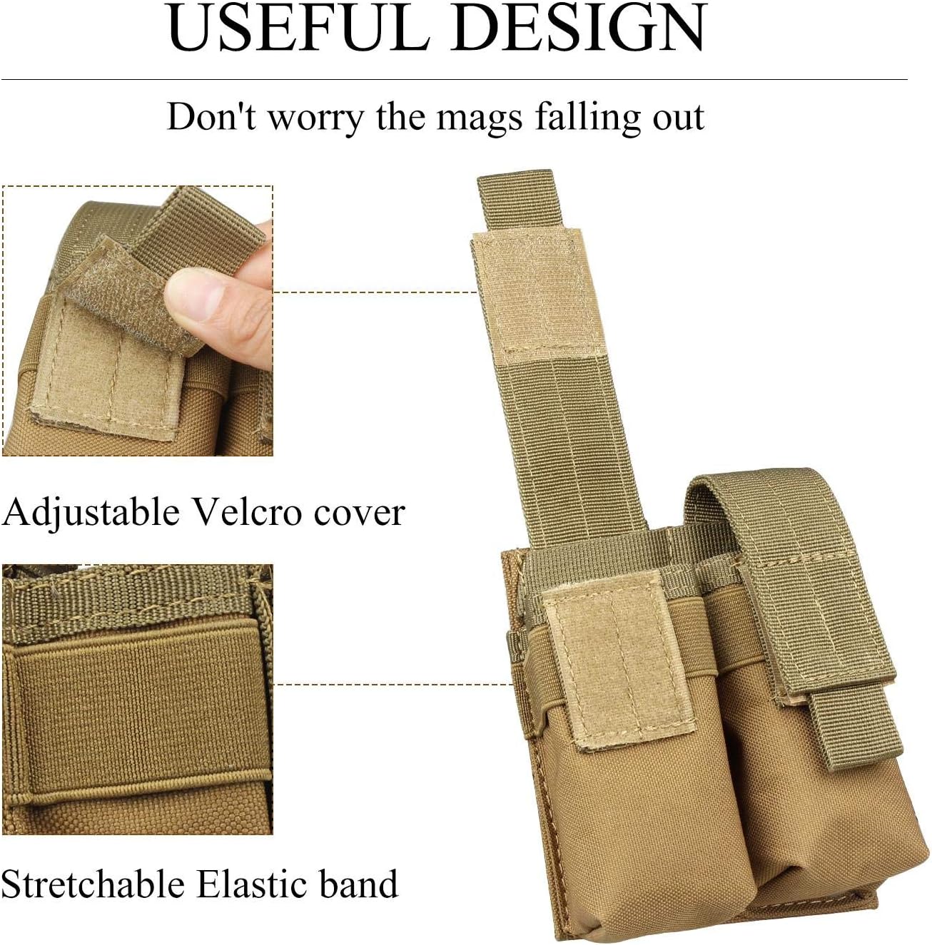Kosibate Mag bolsa, bolsa de nylon para 0.354 in 1911 táctico Molle doble pistola pistola revista titular