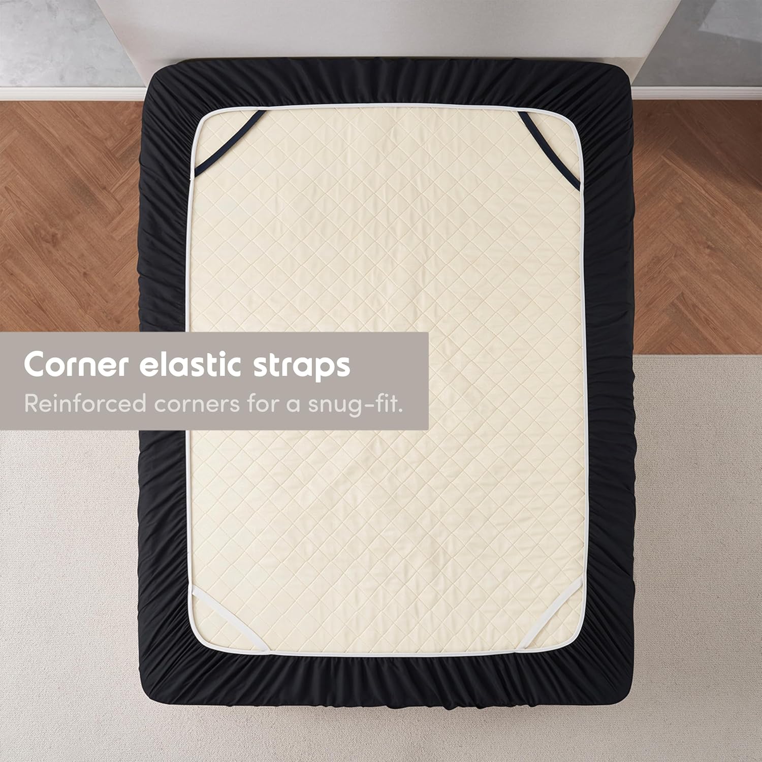Nestl Bedding – Sábanas bajeras con bolsillo profundo de 53 cm, Microfibra, Negro, gemelo