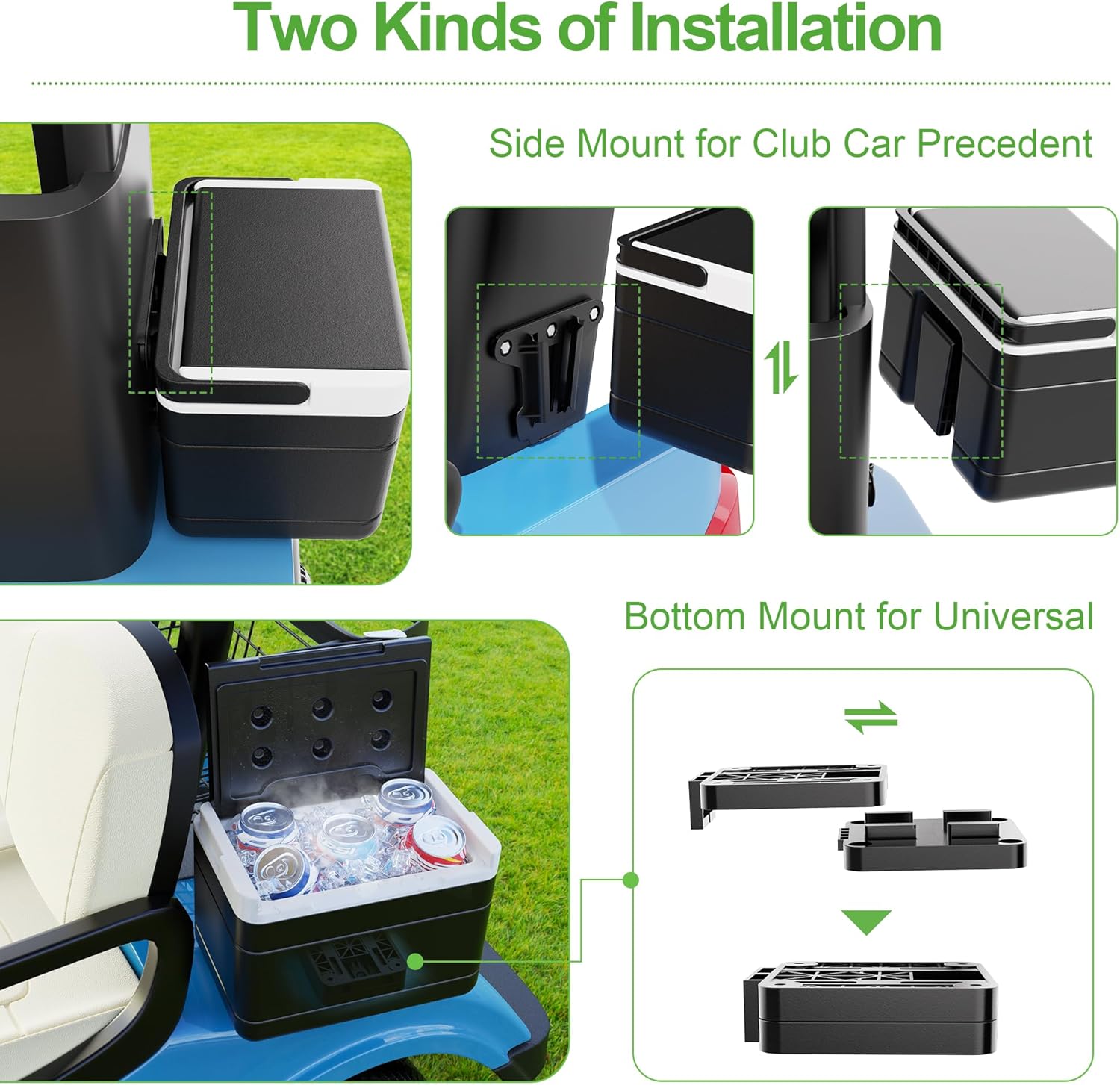 10L0L Enfriador de carrito de golf con soporte de montaje universal para Club Car Precedent Tempo y adelante OEM 102588101 103886801 EZGO Yamaha