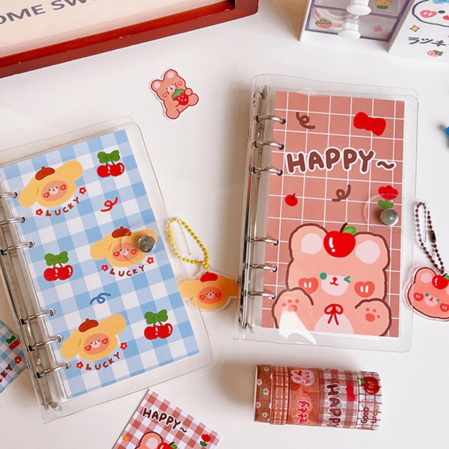 Cuadernos escolares de 6 anillos para niños y niñas (azul)