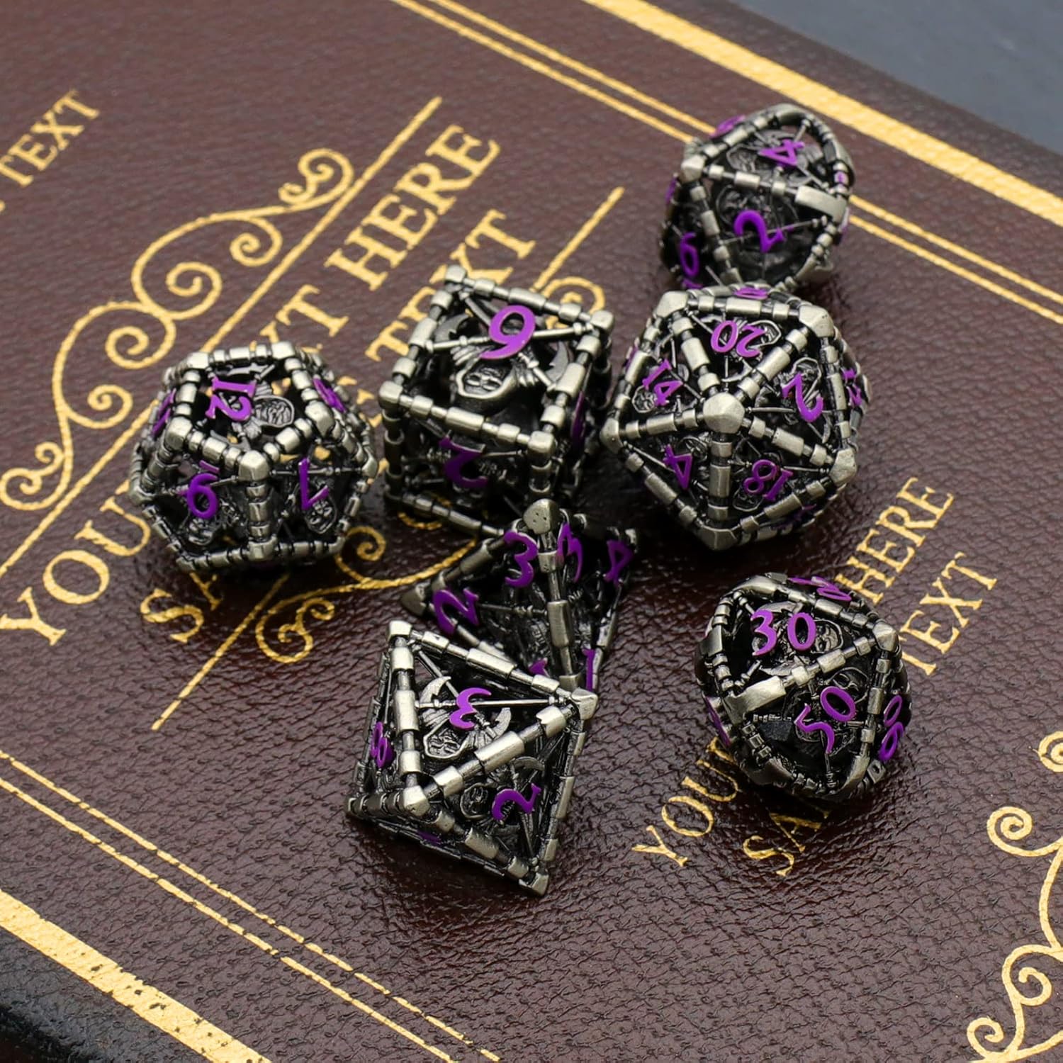 DND – Juego de dados poliédricos para Dungeons and Dragons, juego de rol de metal, dados D&D, dados HNCCESG huecos de la parca, dados D y D para