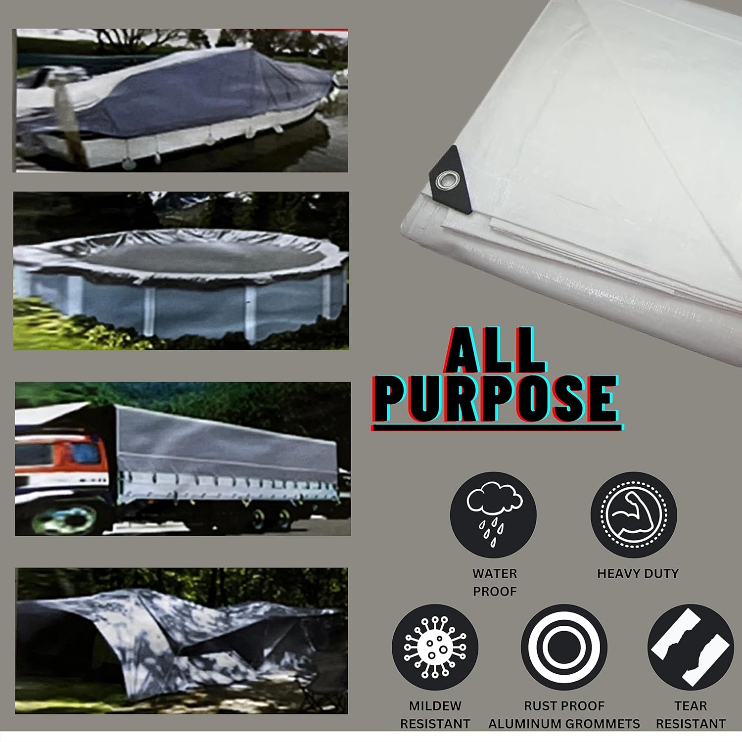 ATE Pro Pro – Lona resistente de 14 x 14 pies, resistente al agua, protección y cobertura, revestimiento laminado en ambos lados, cubierta