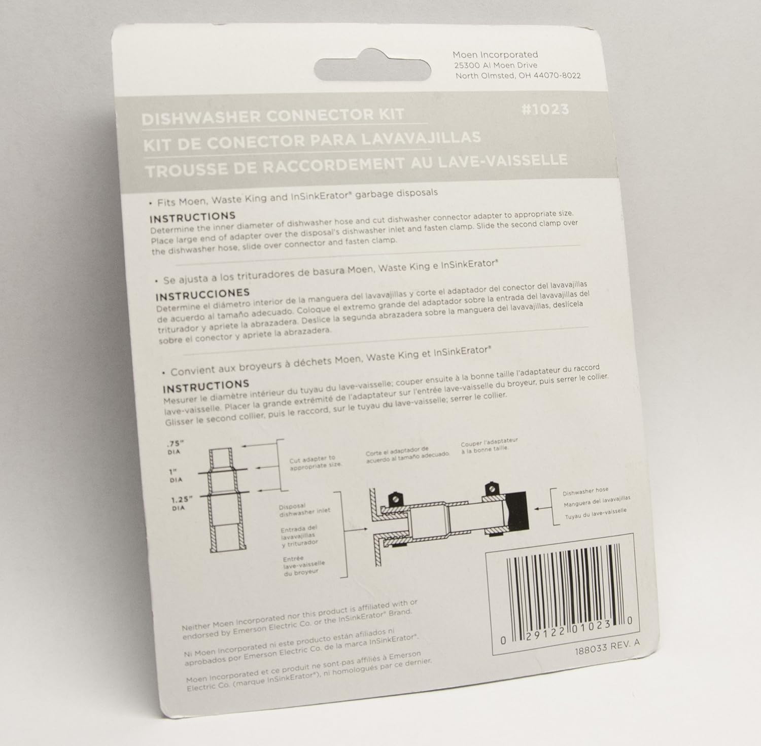 Moen Prep Series PRO – Triturador de basura compacto de alimentación continua de 12 HP, cable de alimentación incluido, GXP50C y kit de conector de