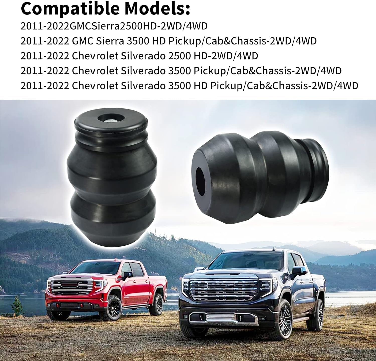 GMRCK25D – Sistema de mejora de la suspensión trasera compatible con Chevy Chevrolet Silverado 2011-2022, GMC Sierra 2500HD 3500HD 2WD4WD