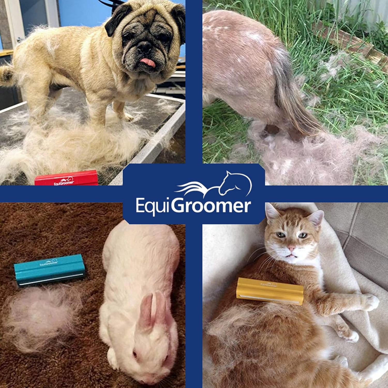 Cepillo de aseo para los caballos, perros, gatos y otras mascotas de EquiGroomer, 5″, Anaranjado
