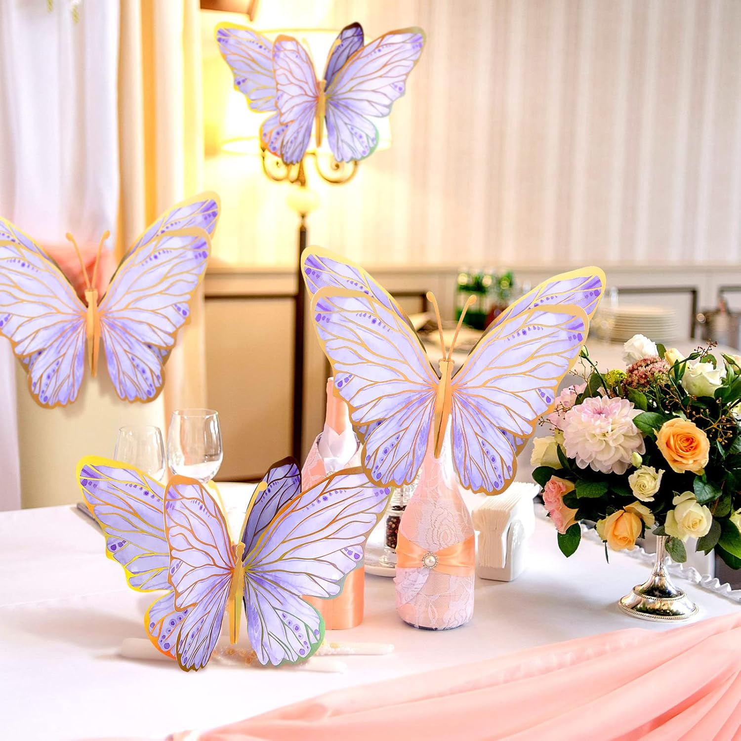 10 centros de mesa de mariposa para mesas, decoraciones de fiesta de mariposa, centros de mesa, decoración de pared para cumpleaños, baby shower,