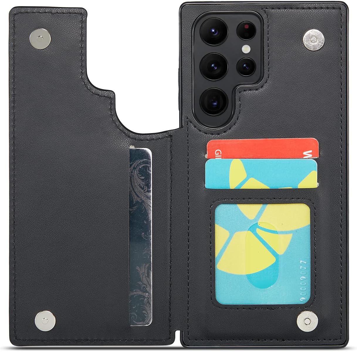 Funda para Galaxy S23 Ultra, funda de piel tipo cartera de lujo con tapa y bloqueo RFID, ranuras para tarjetas y soporte para niñas y mujeres, funda