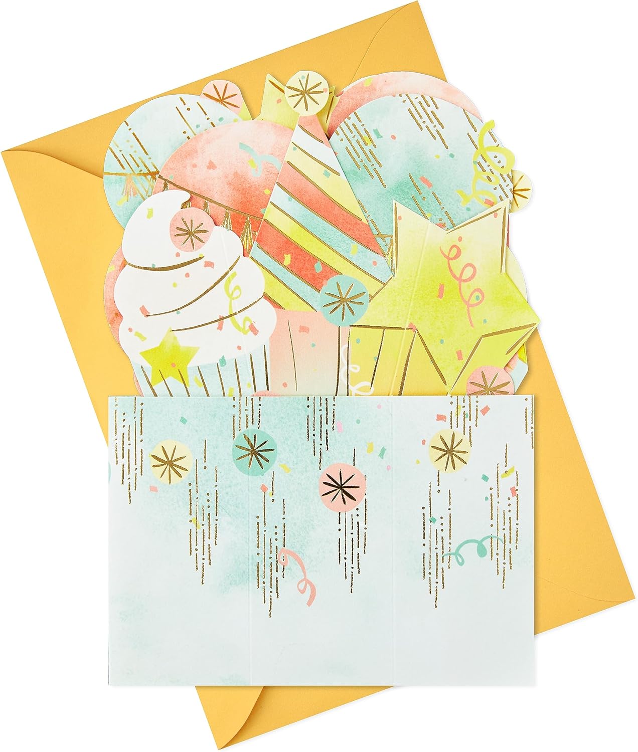Hallmark Paper Wonder – Tarjeta desplegable de cumpleaños (ramo de globos de cupcakes)