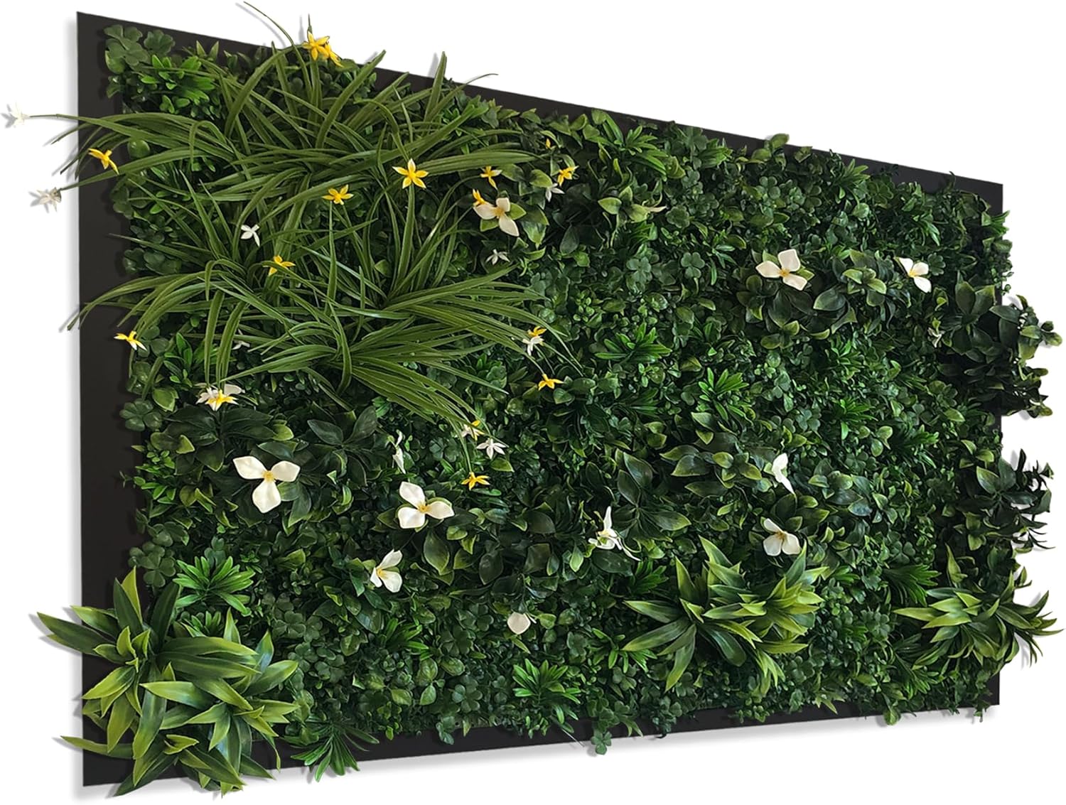 Arte artificial para pared, ensamblado en una variedad de colores y estilos (vegetación tradicional, marco negro, 44 x 29 pulgadas)