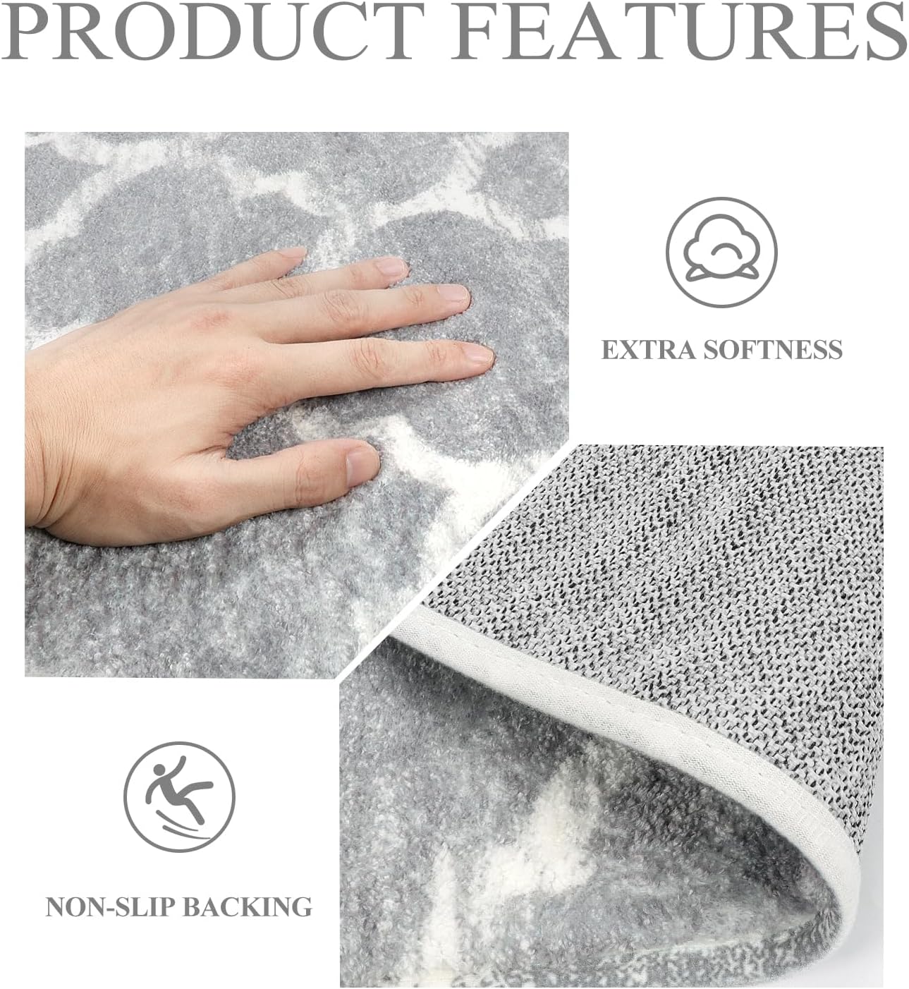 Lahome – Alfombra marroquí, lavable, de 2 x 7 pies, antideslizante, no desprende pelusas, ligera, moderna, gris y envejecida, para entrada, cocina,