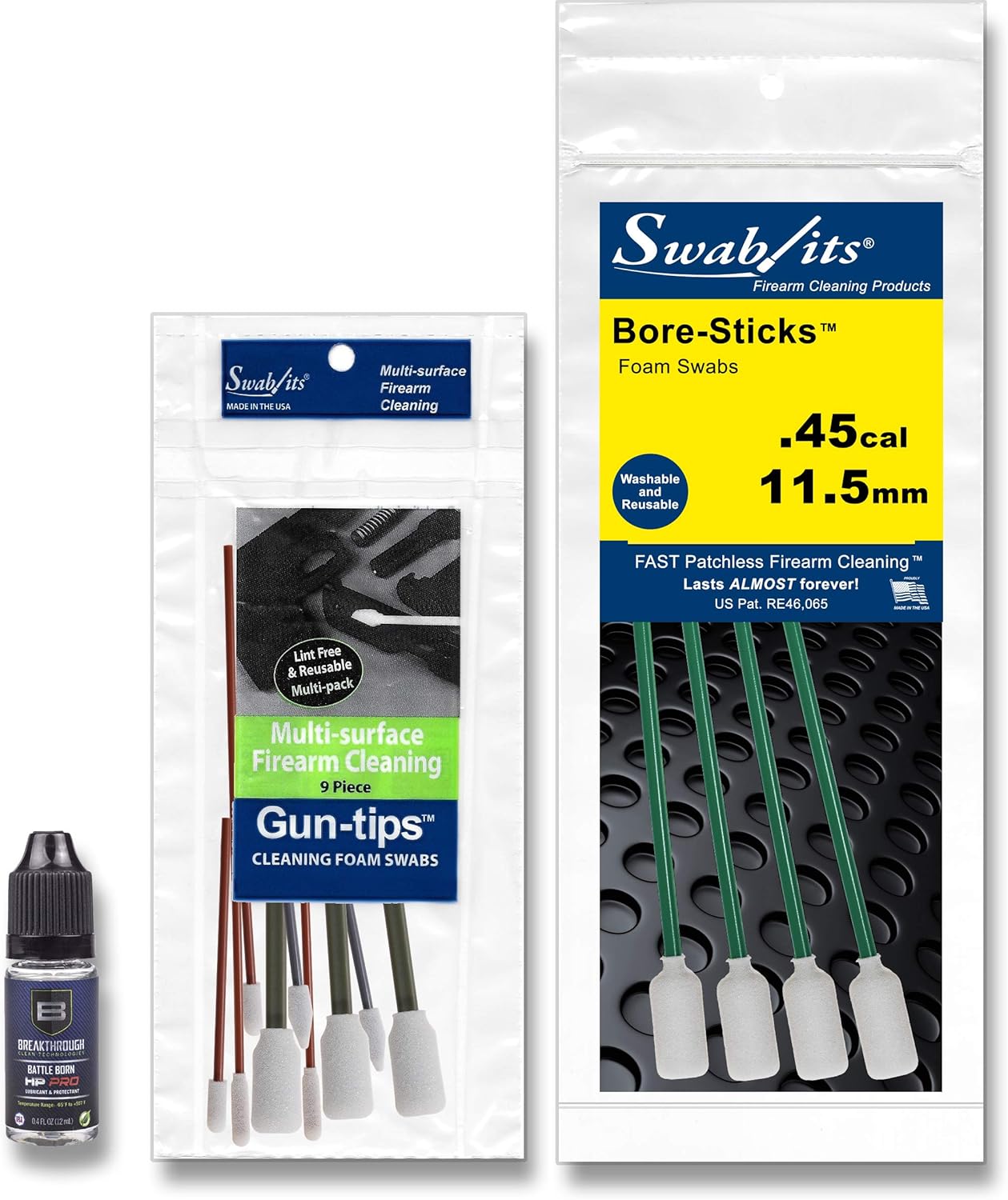 Swab-its . Kit de limpieza de armas de fuego calibre 45cal 45 – Fabricado en los Estados Unidos