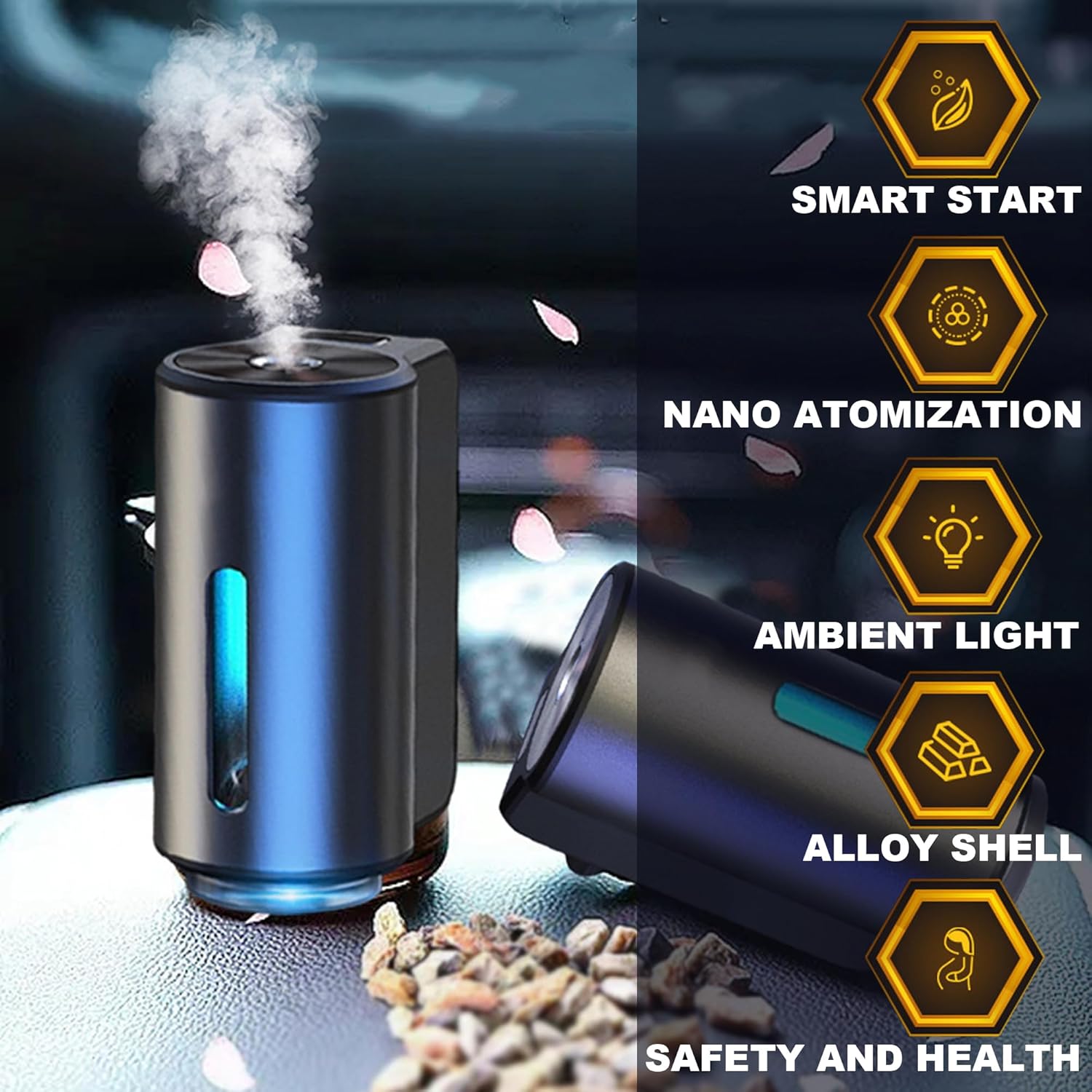 Ambientador inteligente para automóvil, difusor de ambientador de automóvil, difusor de aroma recargable para automóvil, 3 niveles de difusor