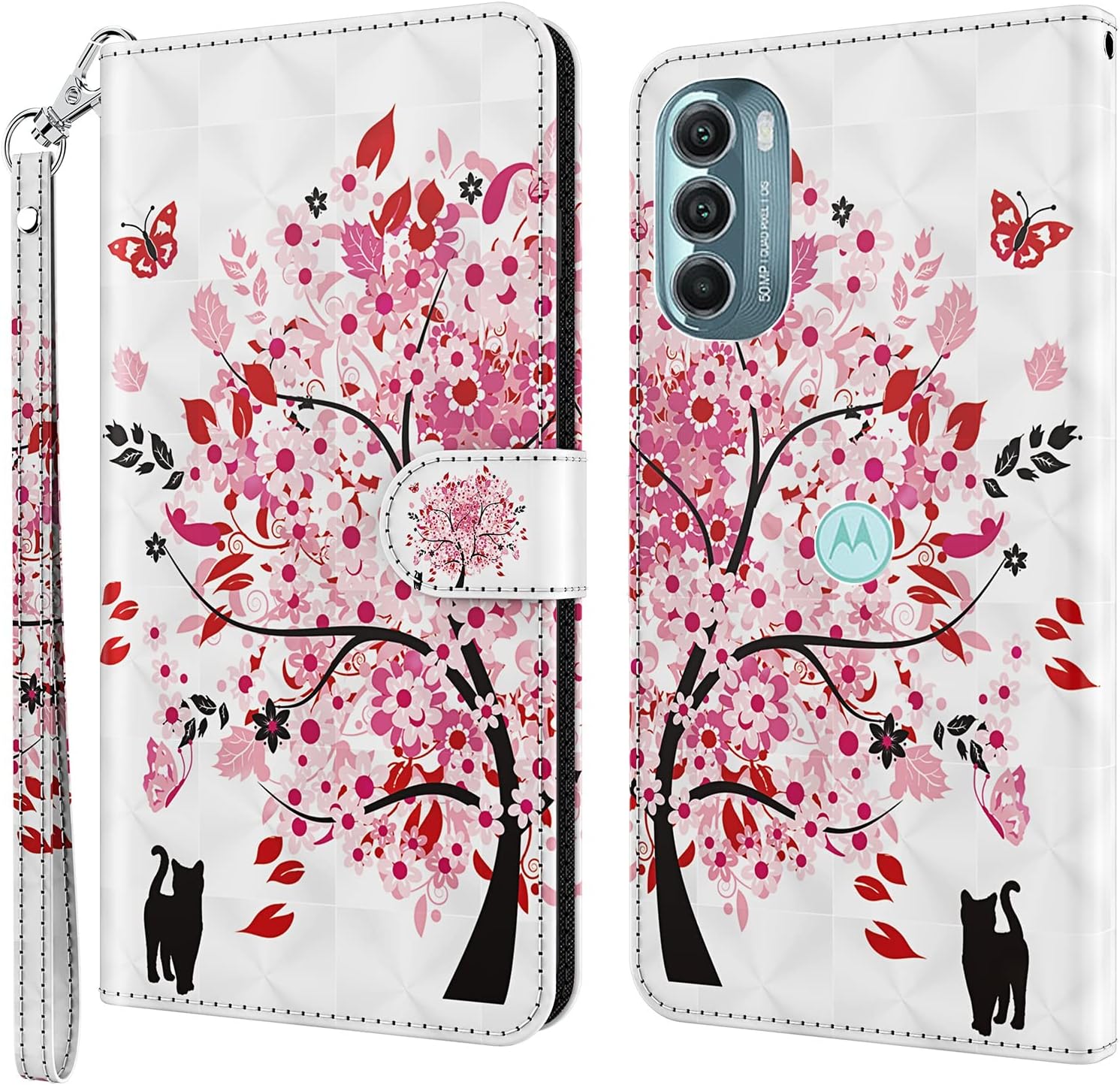 Funda para Moto G Stylus 5G 2022, cartera con tapa con tapa y bonito diseño de dibujos animados 3D, funda de piel sintética para niñas y mujeres,