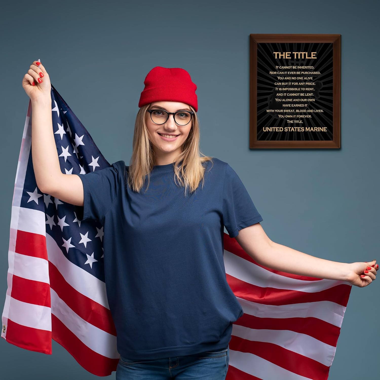 The Title – United States Marine Patriotic US Marine Corps Wall Art Poster, This Military Wall Decor Is An Ideal Wall Art For Marines and Veterans