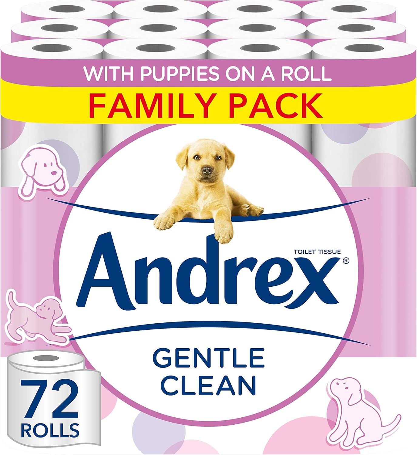 Andrex Rollos de inodoro Gentle Clean  Paquete de 72 rollos de inodoro  Compra rollos de inodoro a granel  Suave y suave para la piel de tu familia