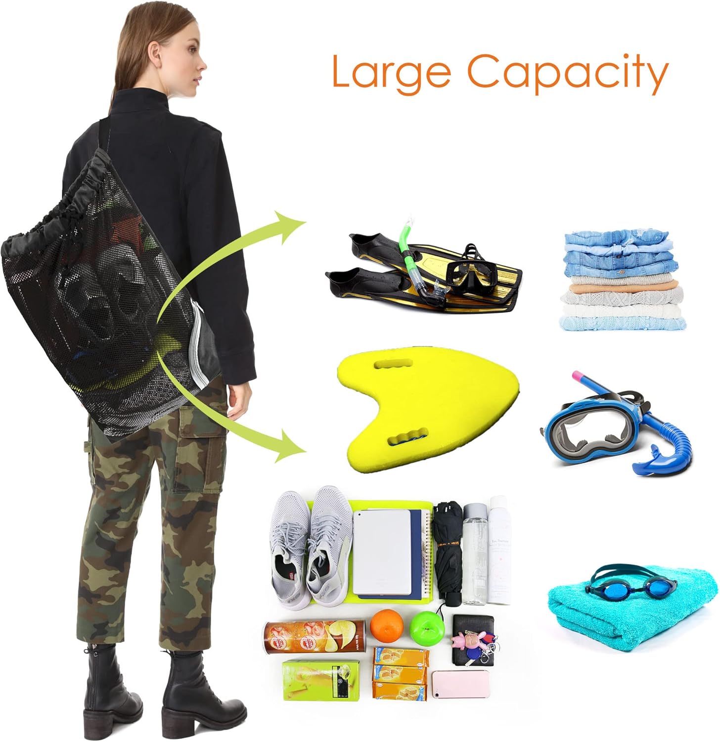 BeeGreen Gym Bags for Men Women Mesh Drawstring Backpack for Swim Sports Workout Gear Gifts for Swimmers & Basketball Bag Drawstring Backpack Mesh