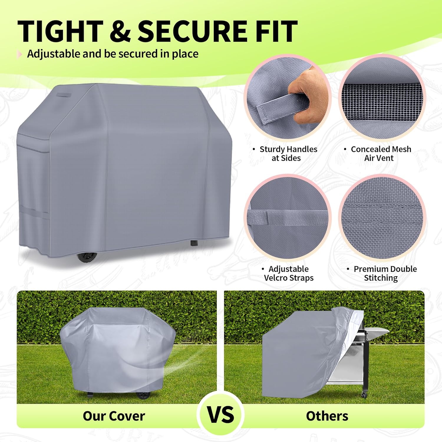 NEXCOVER Funda para parrilla de gas para barbacoa, cubierta impermeable de 50 pulgadas, cubierta de parrilla resistente al aire libre, material