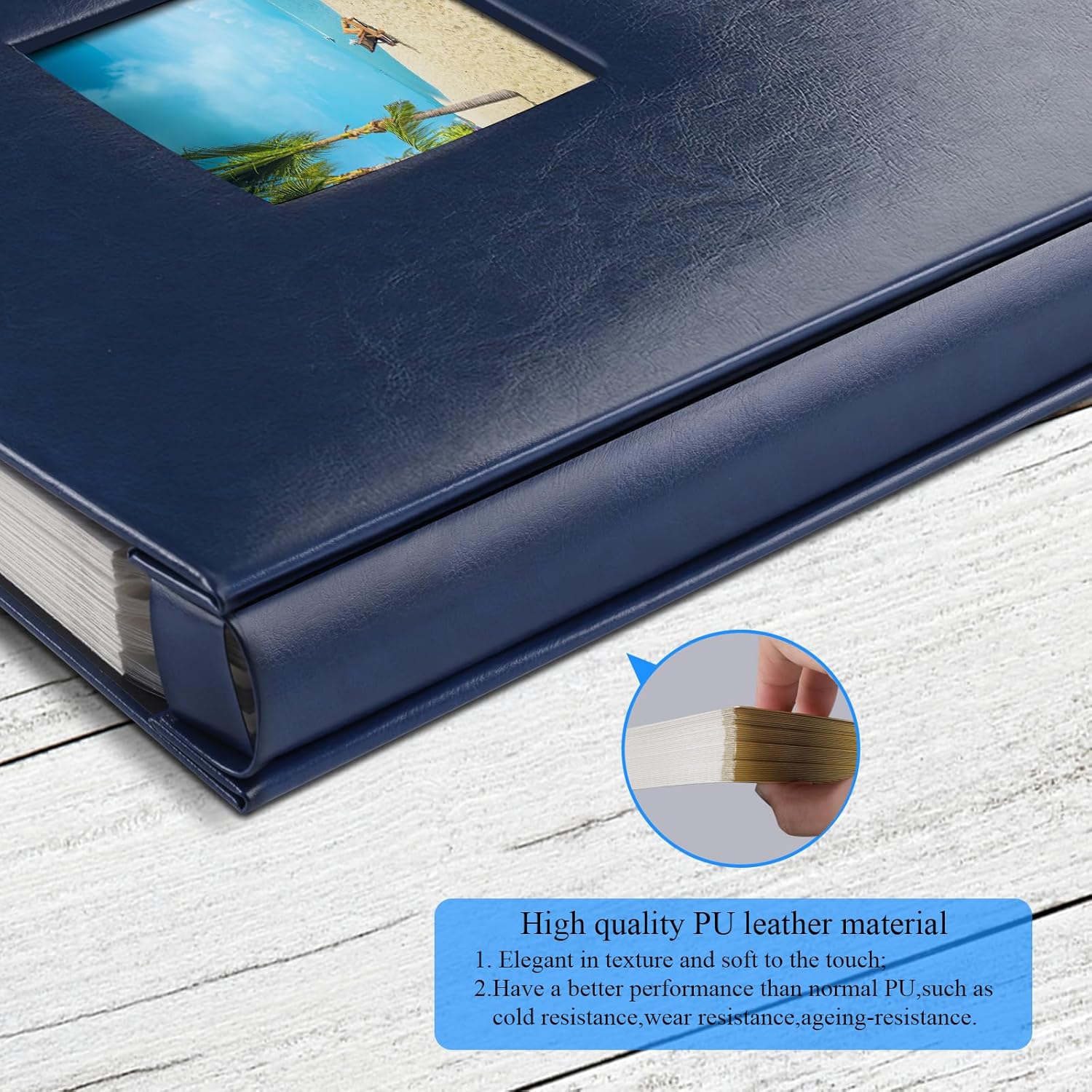 Álbum de fotos autoadhesivo, 80 páginas adhesivas, cubierta de cuero, libro de recortes, libro de fotos para regalos de Navidad, boda, álbumes de
