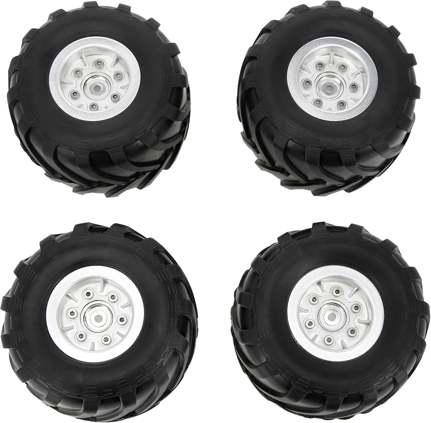 MEUS Racing Juego de 4 neumáticos 1.0 RC Monster Truck para Axial SCX24 FMS FCX24 TRX4M, neumático de 2.835 x 1.969 in (plateado)