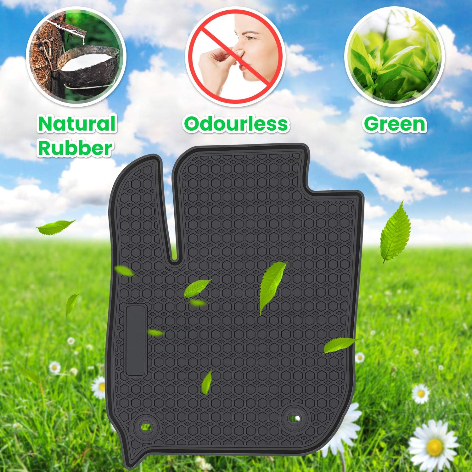 Floor Mat for Honda HR-V 2016 2017 2018 2019 2020 2021 2022 Heavy Duty Rubber Front+Rear Car Liner Carpet All Weather Custom Fit Waterproof Odorless