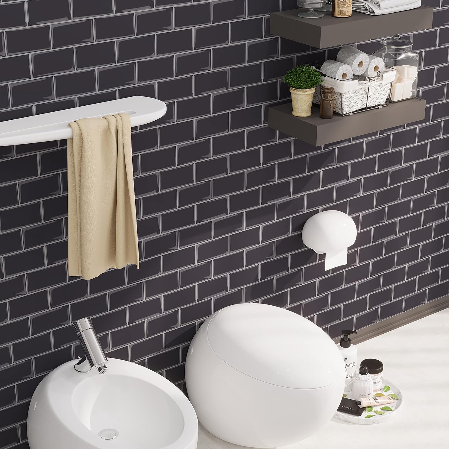Avant Decor 8 azulejos  Azulejos de metro medianos de gel 3D  Azulejos para salpicaduras de cocina y baño  PVC grueso  10.6 x 12.6 pulgadas