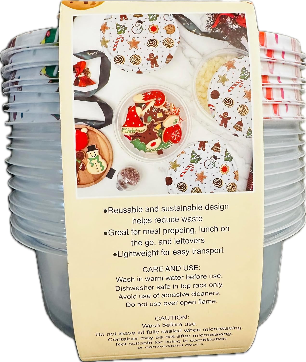 COOK WITH COLOR Recipiente de almacenamiento de alimentos, 10 tapas y 10 contenedores, 33.8 onzas  1 l, edición redondafestiva (HLFS1)
