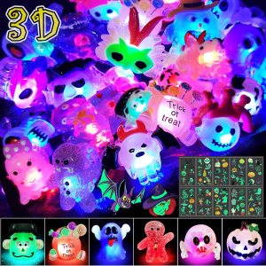 38 piezas de recuerdos de fiesta de Halloween para niños, anillos con luz 3D, juguetes a granel, golosinas de Halloween sin dulces, 28 anillos 38 piezas de recuerdos de fiesta de Halloween para niños, anillos con luz 3D, juguetes a granel, golosinas de Halloween sin dulces, 28 anillos