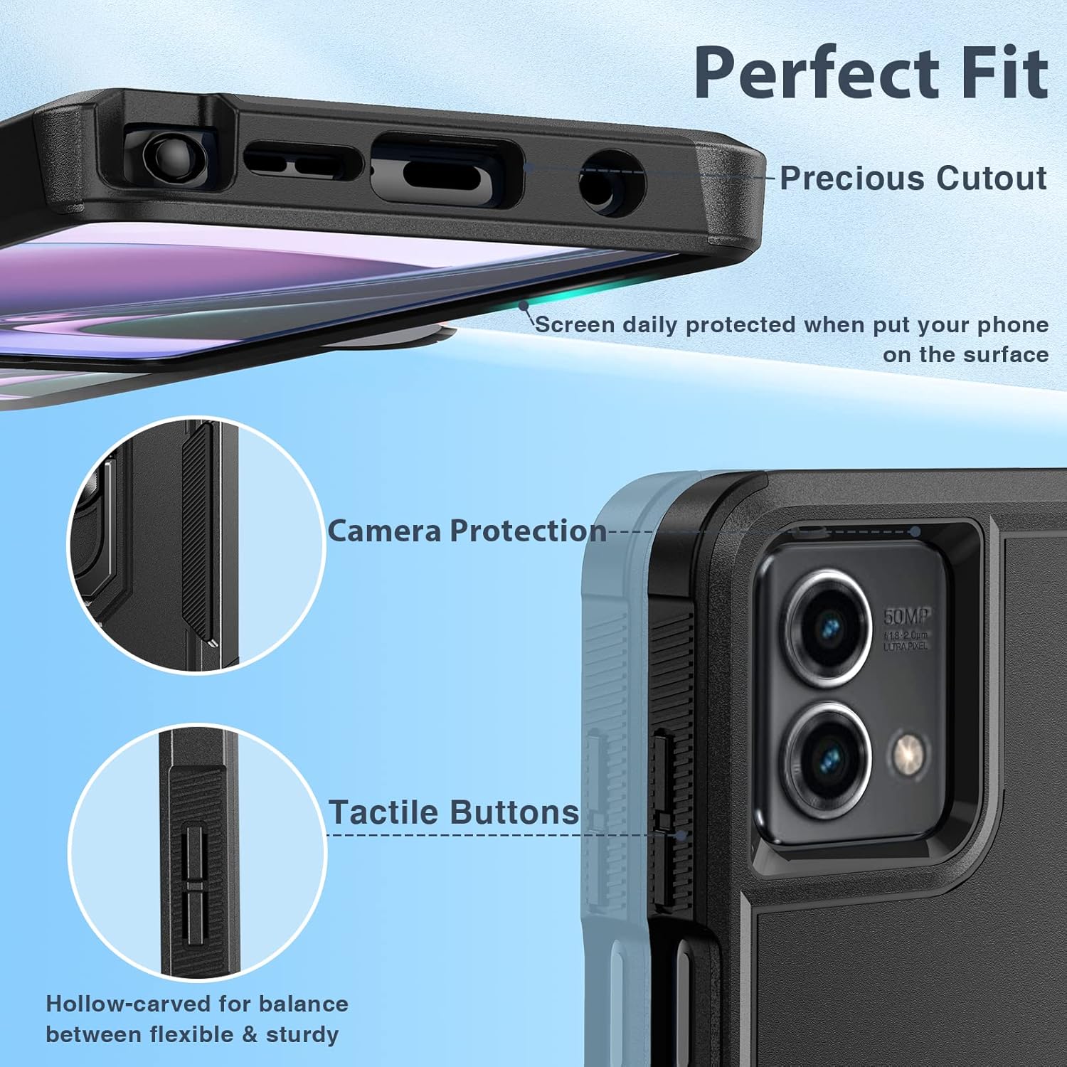 FNTCASE Funda para Motorola Moto G-Stylus-5G-2023 Fundas de protección a prueba de caídas de grado militar con soporte magnético  TPU texturizado