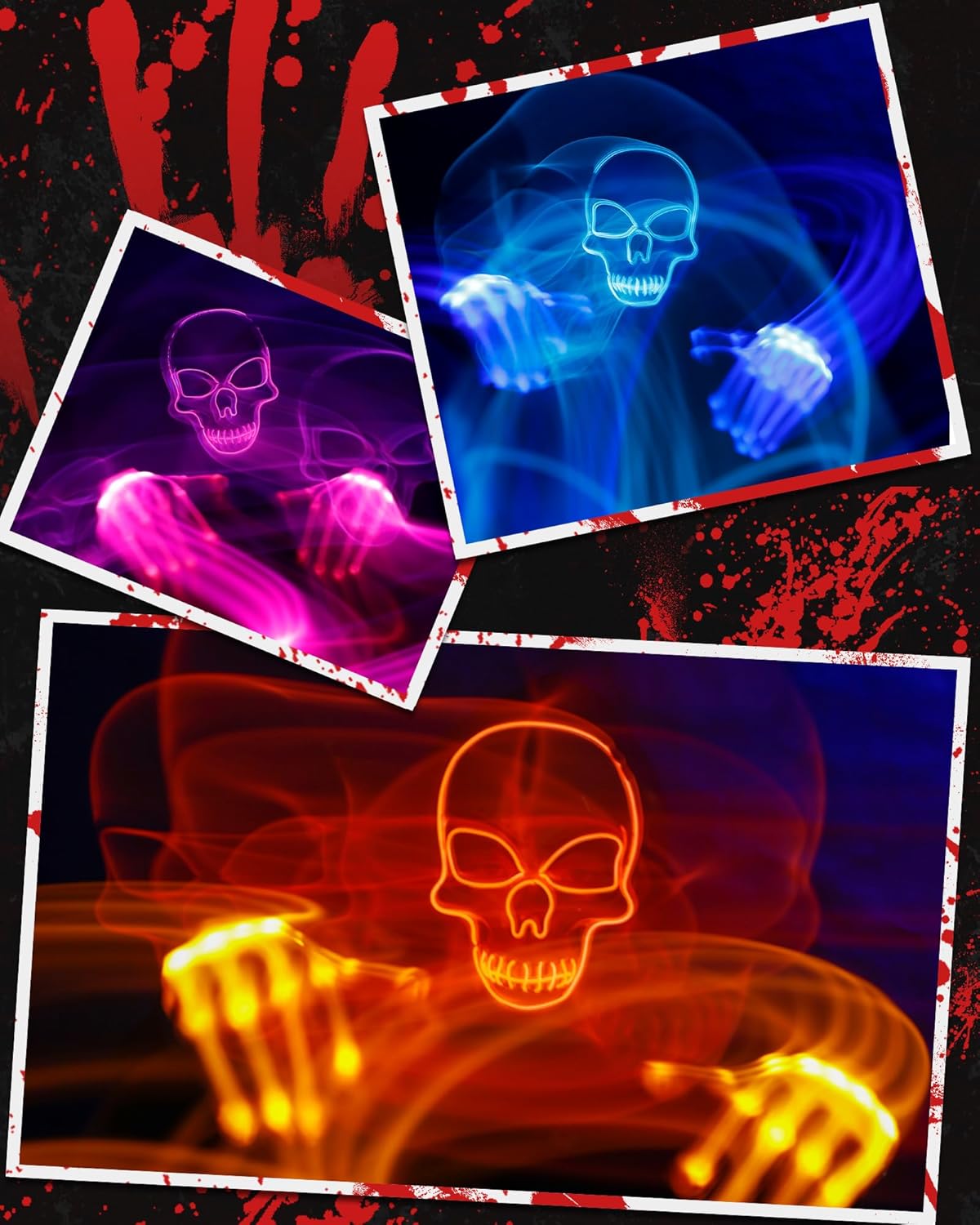 Sumind Máscara de Halloween LED de esqueleto, máscara de hacker de la purga, máscara de miedo que brilla en la oscuridad, máscara para fiesta de
