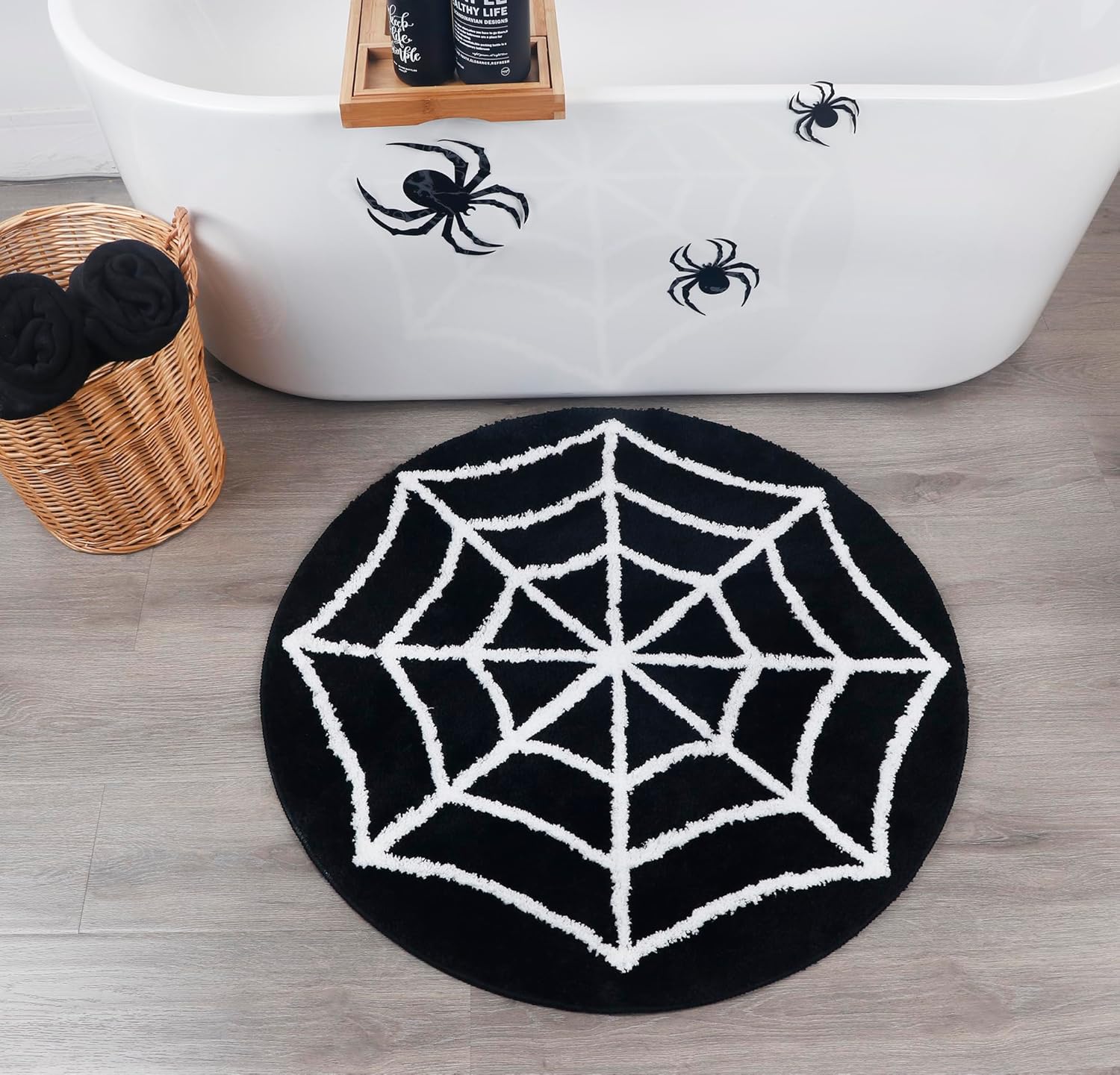 Alfombra de baño de telaraña, alfombra de Halloween, decoración gótica del hogar, decoración gótica de terror de bruja, alfombra gótica para