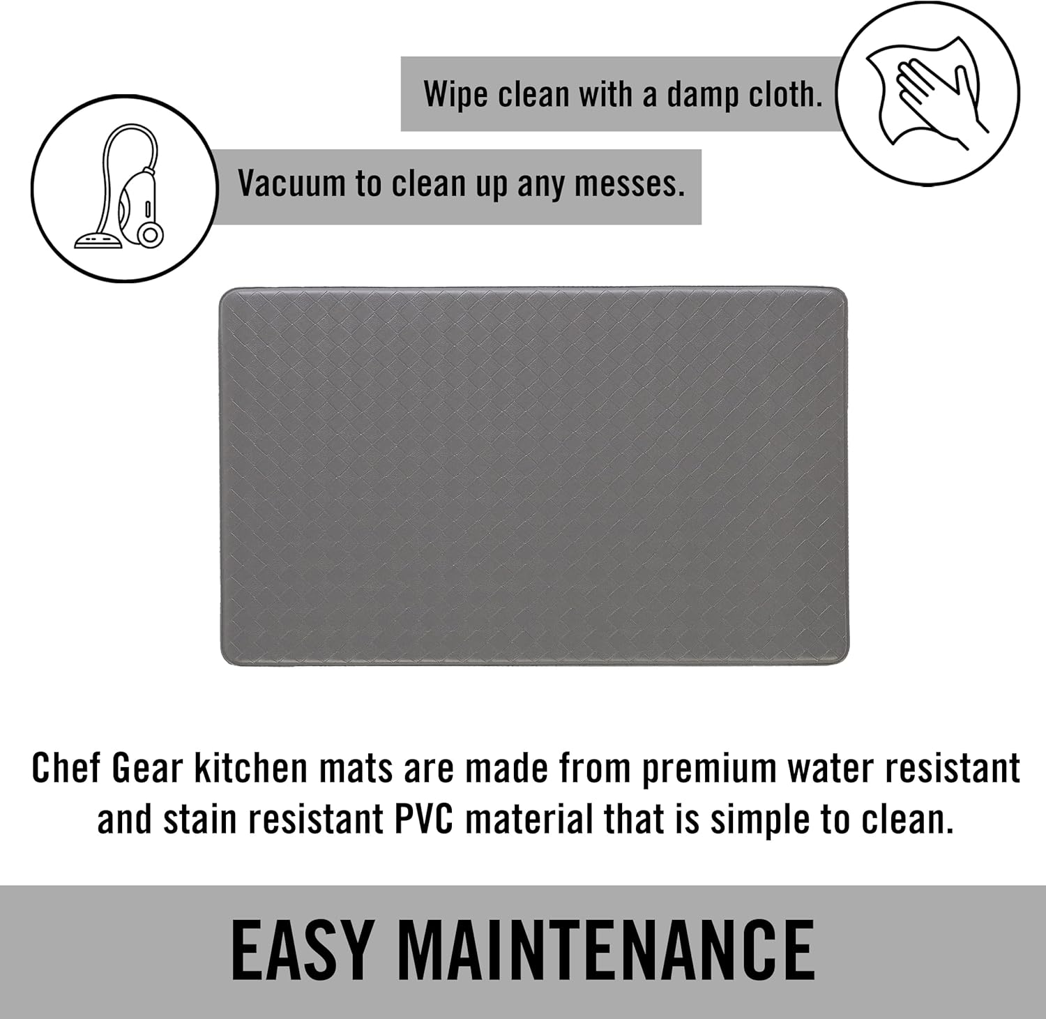 Chef Gear – Tapete de cocina antifatiga, diseño de tejido de cesta, acolchado cómodo tapete de chef para alivio de pie y soporte, antideslizante,