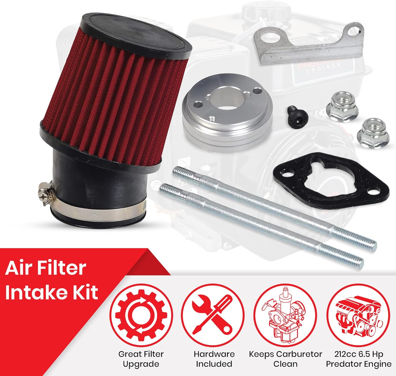 AlveyTech Kit de admisión de filtro de aire de alto rendimiento compatible con Coleman BT200X y CT200U 212cc Mini Bike – Limpiador de aire del