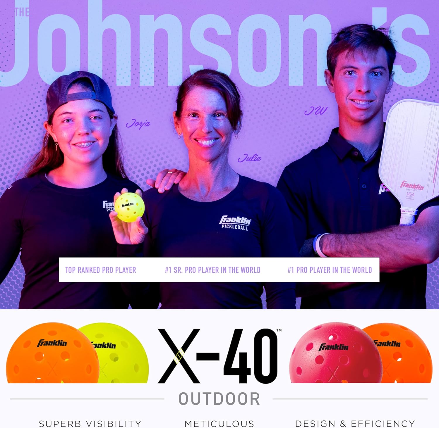 Franklin Sports Pelotas de pickleball para exteriores, bolas de pickleball X-40, aprobadas por Estados Unidos (USAPA), bola oficial del US Open Ball