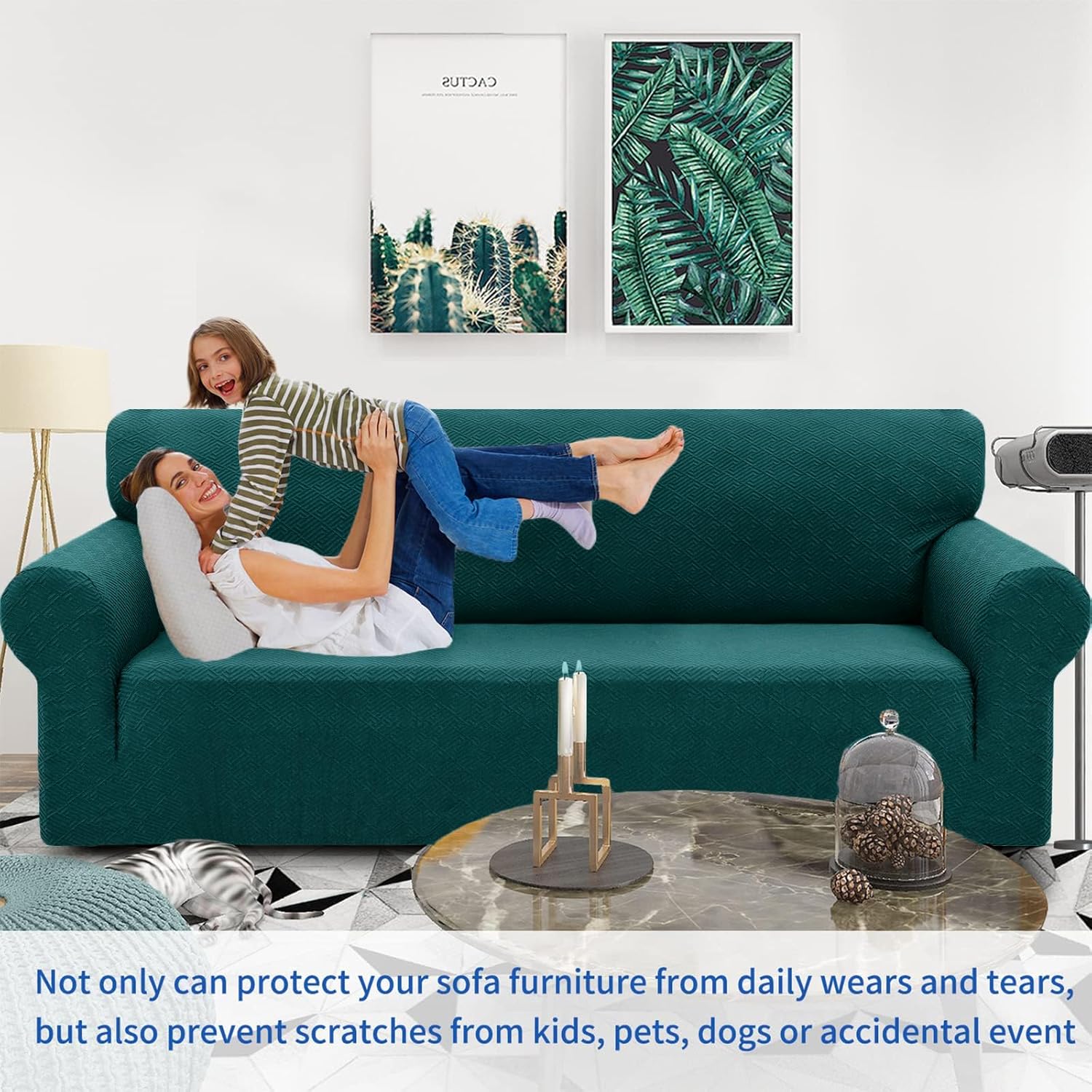 ZNSAYOTX – 1 funda de sofá jacquard para sofás de 3 cojines, de alta elasticidad para mascotas, antideslizante, protector de muebles (grande, patrón