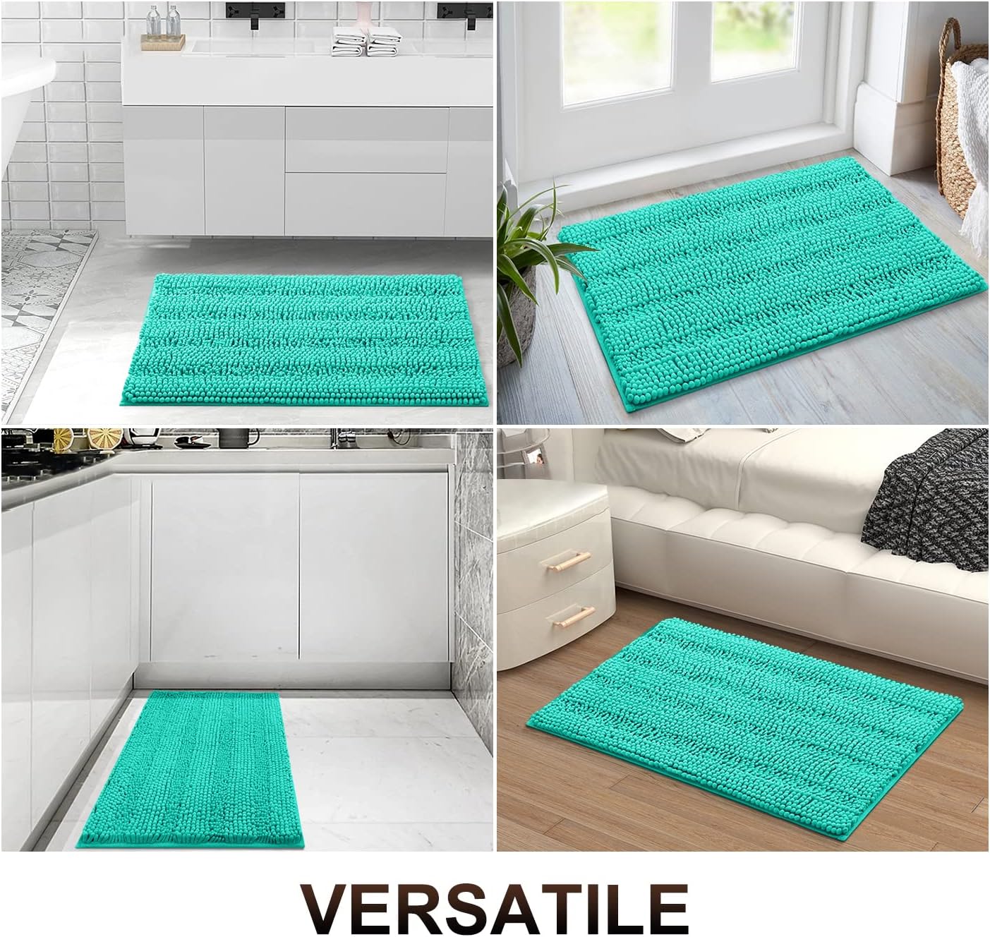 Grandaily – Alfombra de baño de felpilla a rayas, extragruesa y absorbente, suave, antideslizante, con fibras largas, lavable a máquina, para baño,