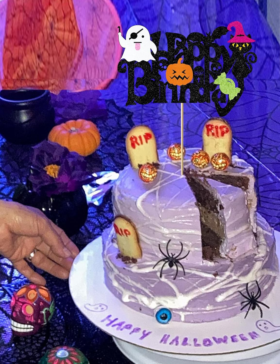 Finestore168 – Decoración para pastel de cumpleaños de Halloween, calabaza, fantasma, caramelo, decoración de Halloween, suministros de fiesta de