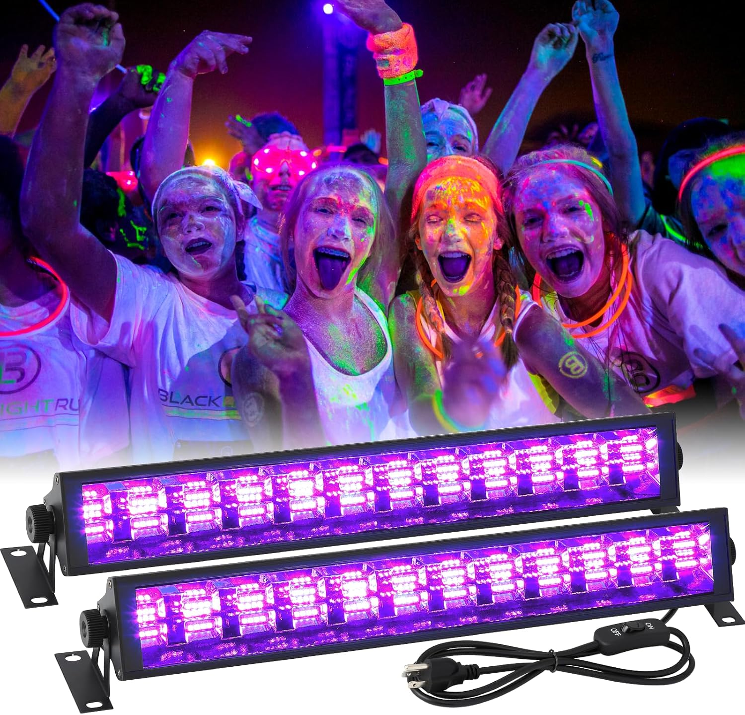 Litake Luz negra de 50 W para fiesta brillante, 96 LED, barra de luz negra UV, 900 pies cuadrados que brilla en la oscuridad, suministros de fiesta