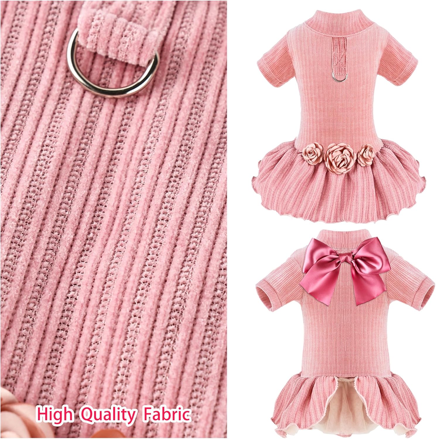 Vestido para perro, lindo vestido de corbatín, arnés y correa, ropa para caminar para perros, faldas, ropa para mascotas para perros pequeños,