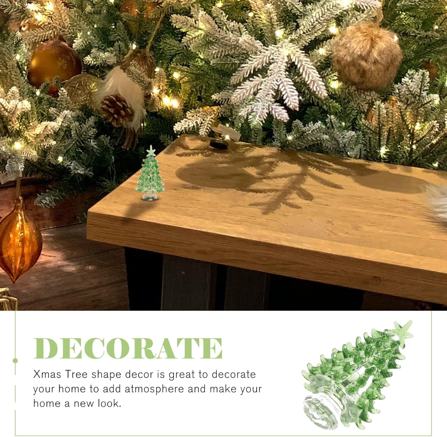 Abaodam Figura de árbol de Navidad de cristal, colección de decoración de árbol de Navidad, decoración de sueños, colección de mesa, decoración de