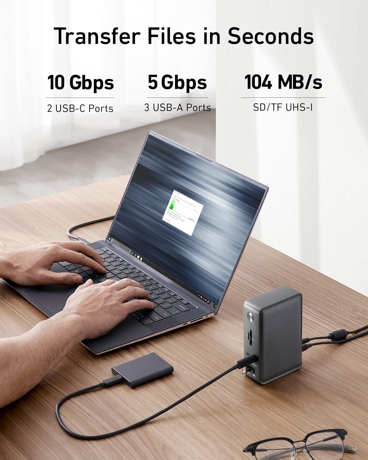 Anker Estación de acoplamiento, estación de acoplamiento Anker 575 USB-C (13 en 1), pantalla triple, HDMI 4K, USB-C de 10 Gbps y datos USB-A de 5