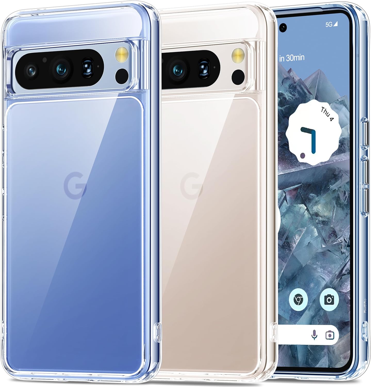 Oterkin Funda transparente para Pixel 8 Pro, 20 veces antiamarilleamiento Funda para Google Pixel 8 Pro con 4 bolsas de aire integradas, funda