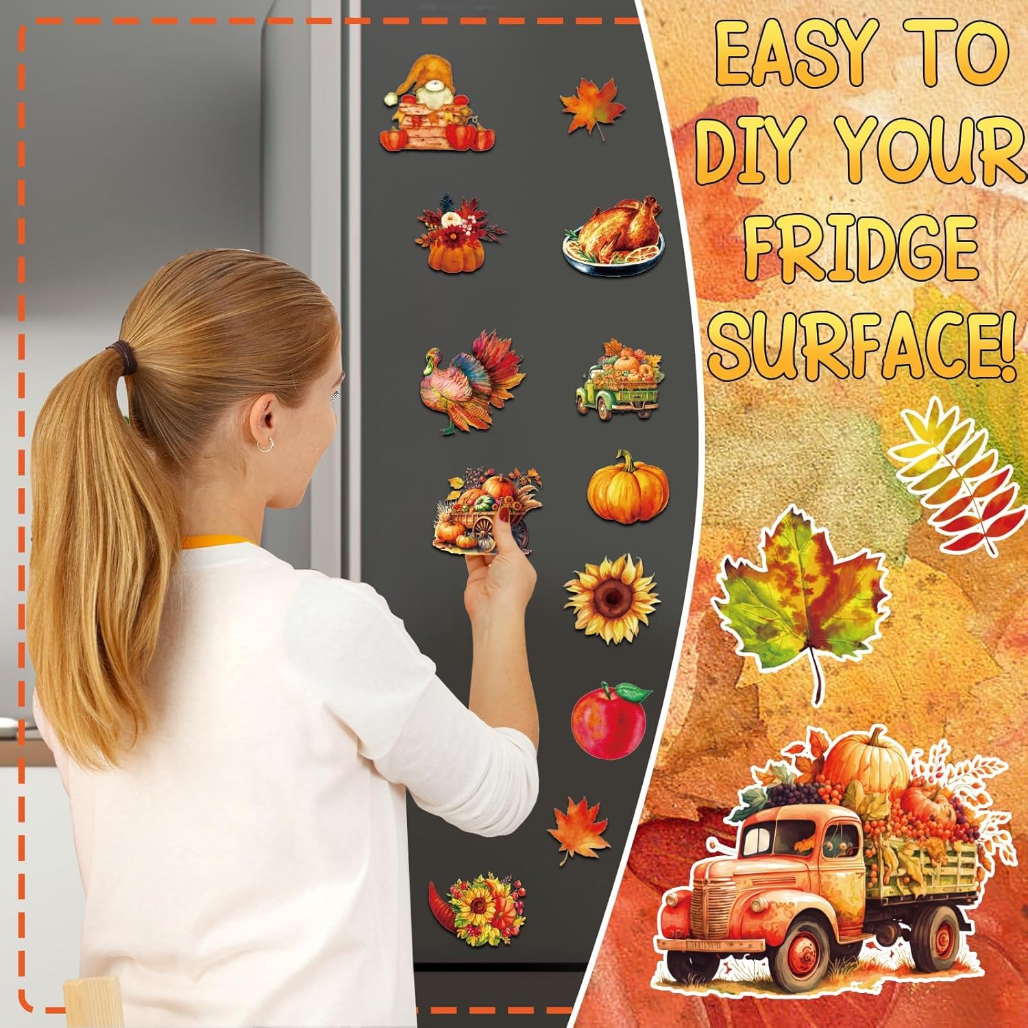 29 piezas de imanes de otoño retro para el día de Acción de Gracias, refrigerador magnético de bienvenida para el otoño, decoración de otoño para
